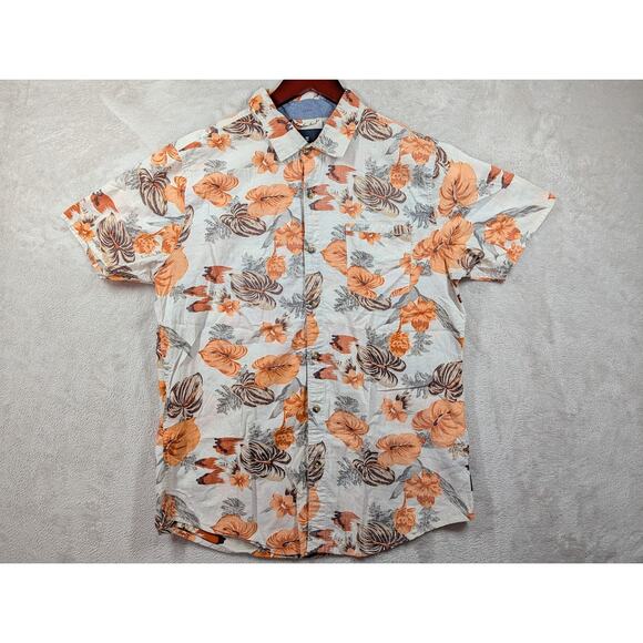 Roark Revival Mens Large Orange Hanoiian Button Up Short Sleeve Stretch - Picture 1 of 6